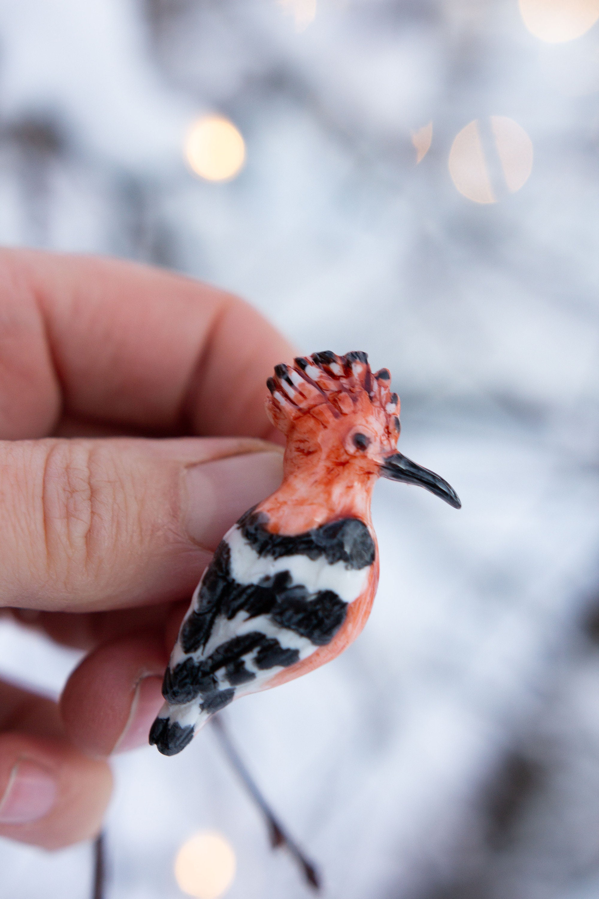 Hoopoe Brooch/ Orange Bird Pin/ Lovely Birds Jewelry