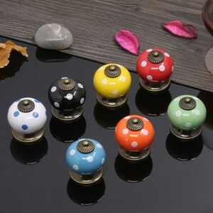 Ceramic Cupboard Knobs: Polka Dot Dresser, Kitchen Cabinet Hardware