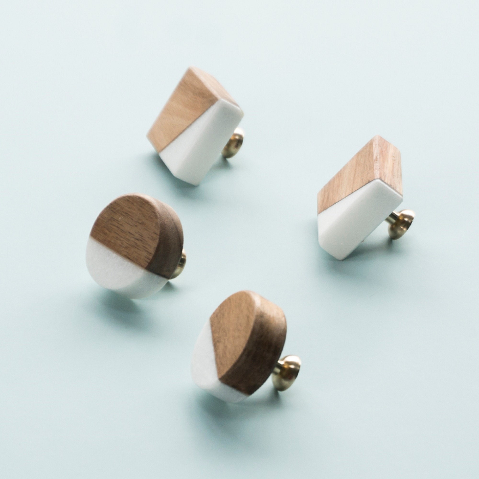 Marble and Wooden Drawer Knobs 2 Styles Available Desk Etsy