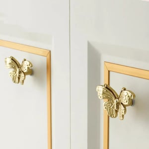 Brass Butterfly  Knobs - Dresser Cabinet Knobs - Drawer Knobs -  Wardrobe Knobs - Door Knobs
