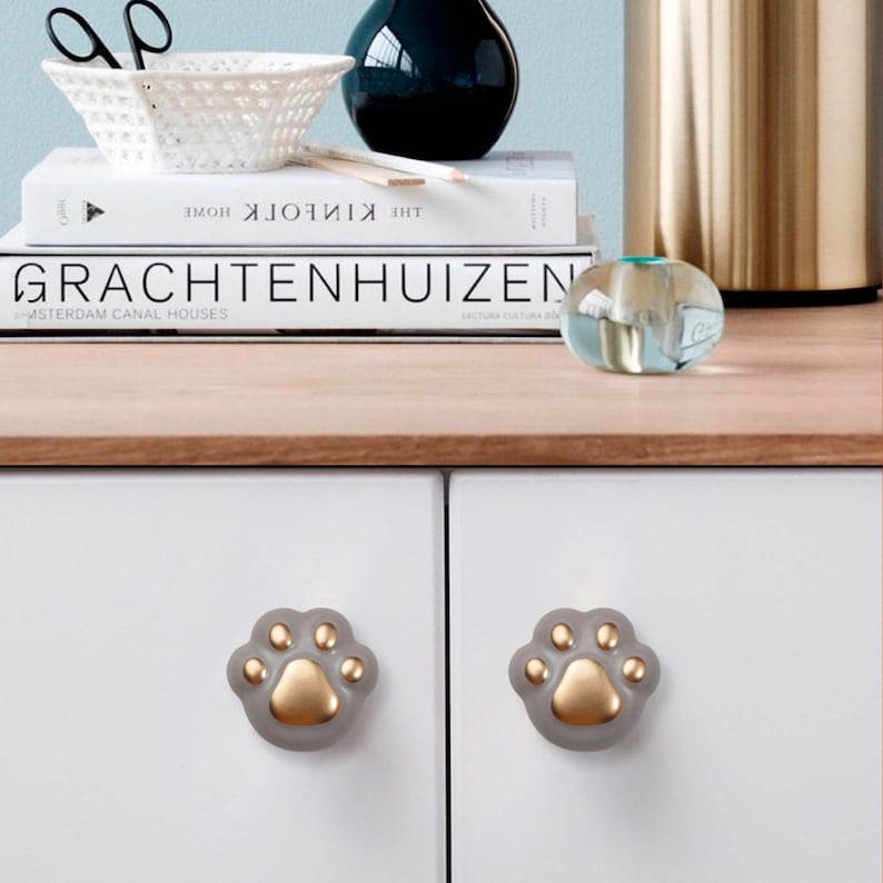 Knobs 5 Styles Available Cat Paw Ceramic Knobs Etsy