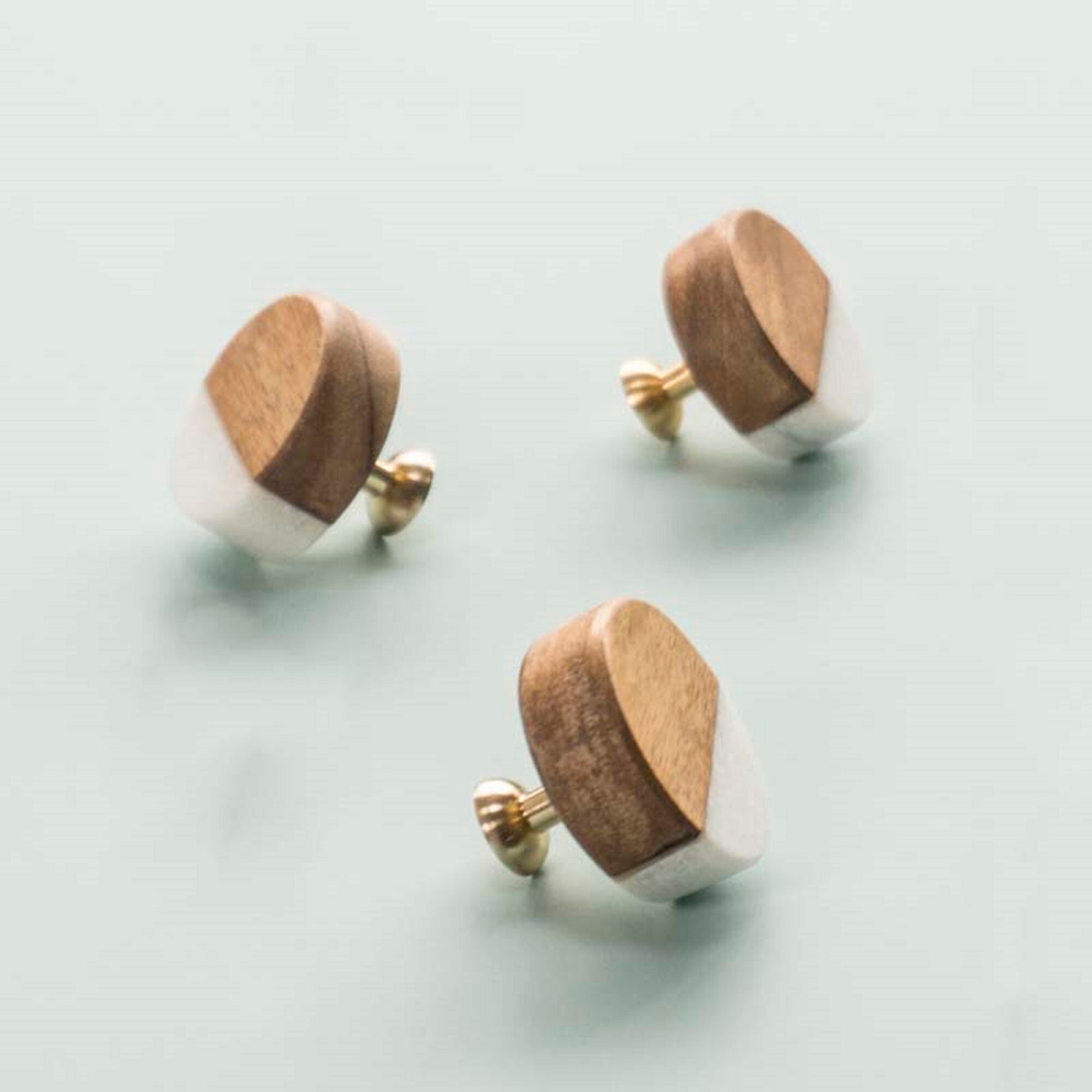 Marble and Wooden Drawer Knobs 2 Styles Available Desk Etsy