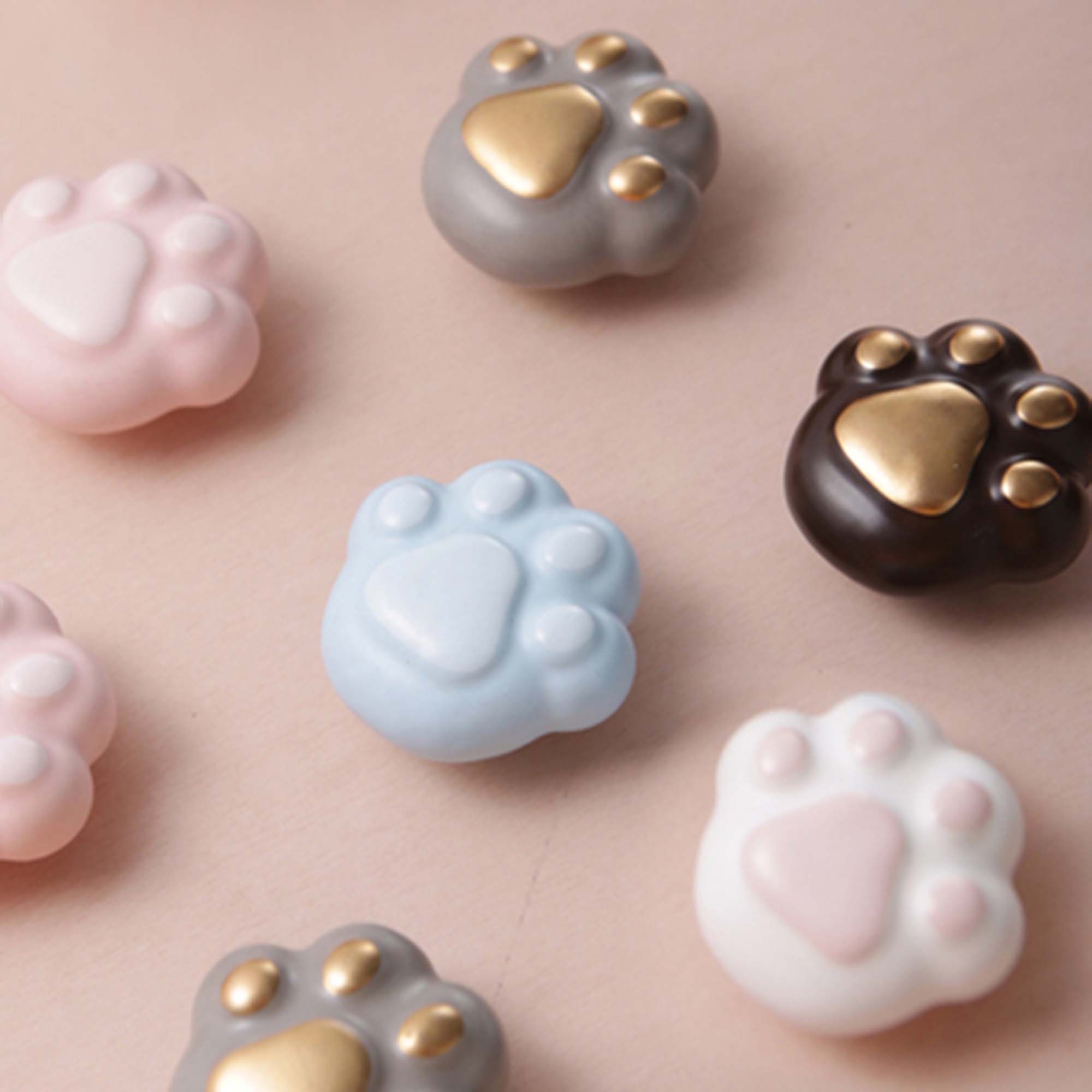 Craft Supplies & Tools Home & Hobby Knobs Cat Paw Ceramic Knobs