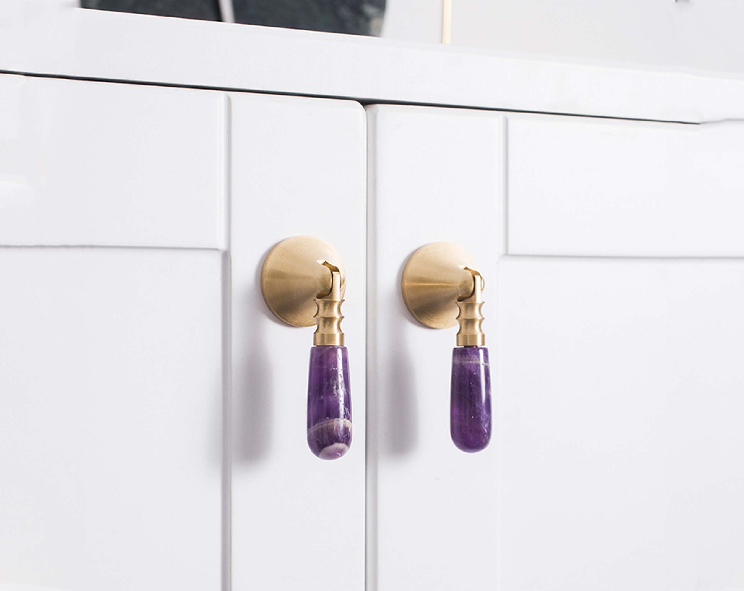 Knobs Natural Crystal Brass Knobs Cupboard Knobs Etsy UK