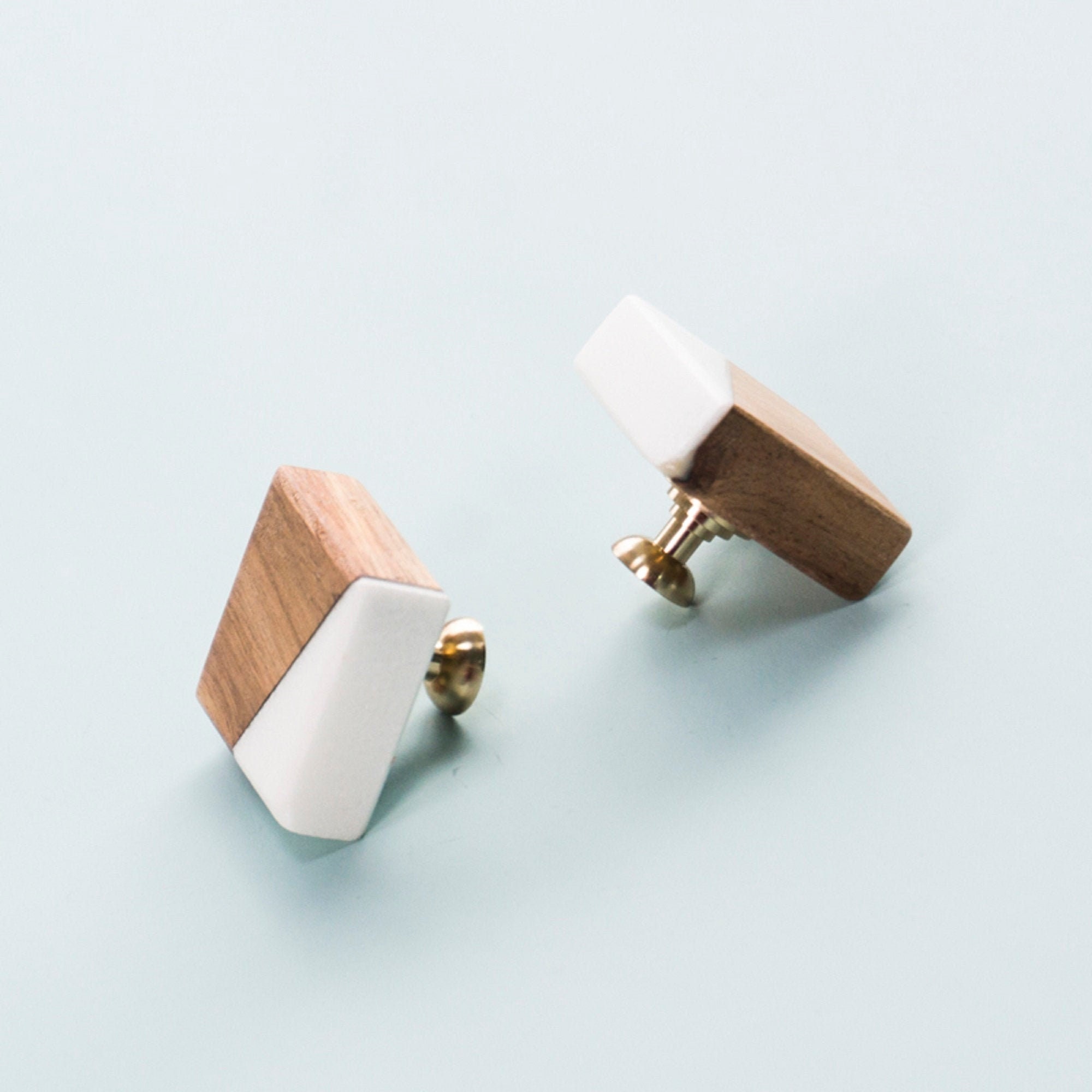 Marble and Wooden Drawer Knobs 2 Styles Available Desk Etsy UK