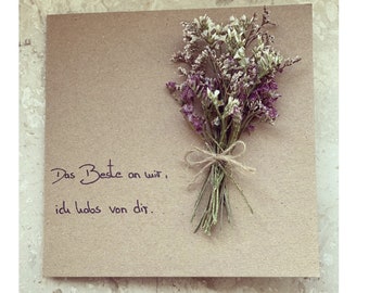 Mother's Day card, Mother's Day, personal gift, dried flowers, kraft paper card, FELDLIEBE