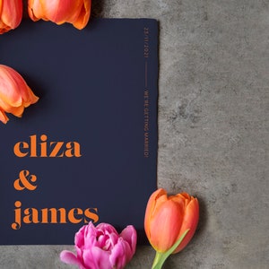 Navy and Orange Colour Pop Wedding Invitations | Digital File | Customised