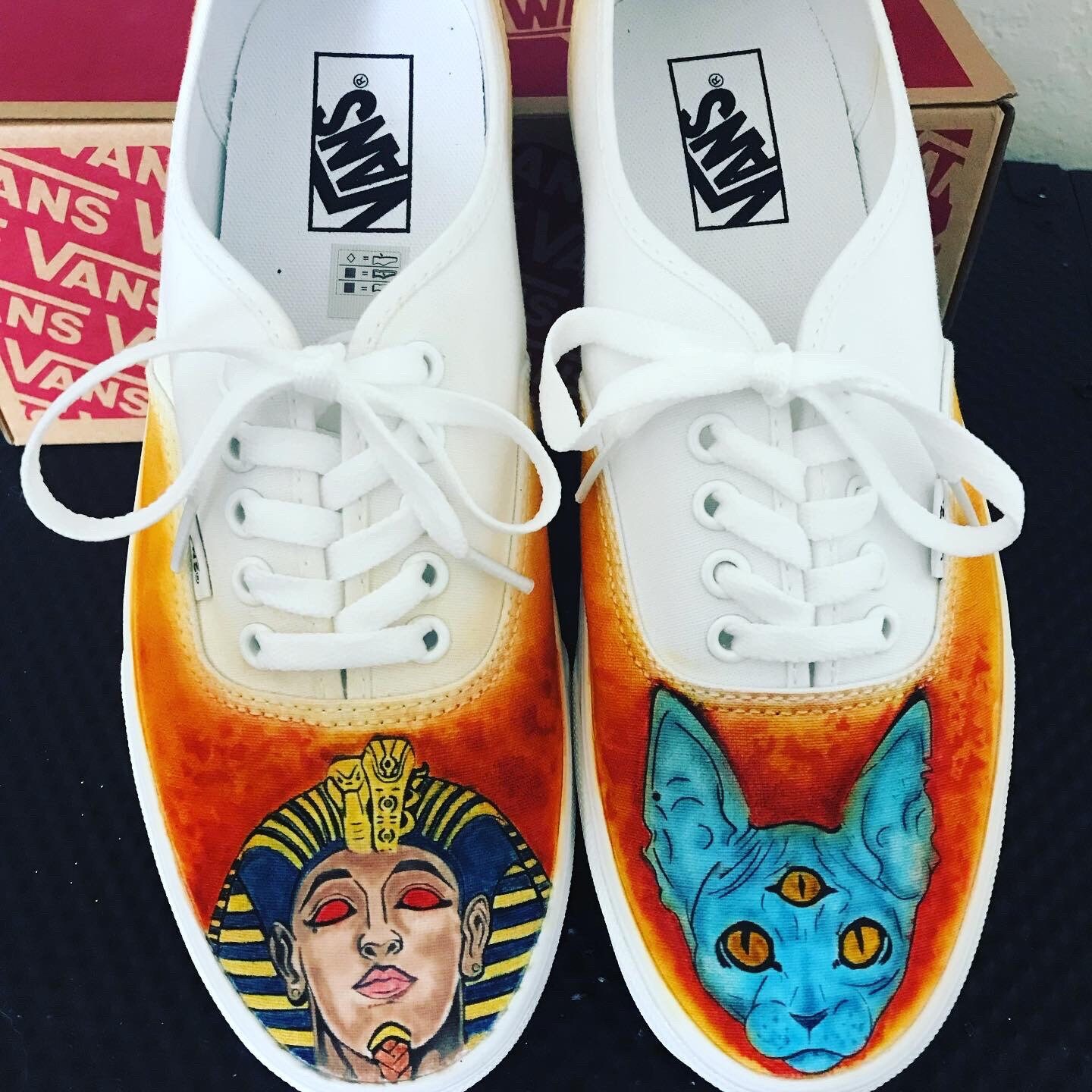 King Tut &amp; Egyptian Cat Custom Shoes Etsy