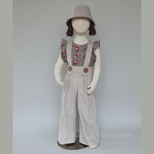 Kids pants pdf pattern, suspenders, vintage style pants, unisex kids clothing pattern, corduroy strappy trousers pattern, video tutorial image 4
