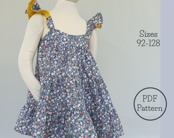 Abito per ragazze, modello di abito a più livelli, prendisole per ragazze, abito estivo, abito carino, video tutorial, taglie 92-128