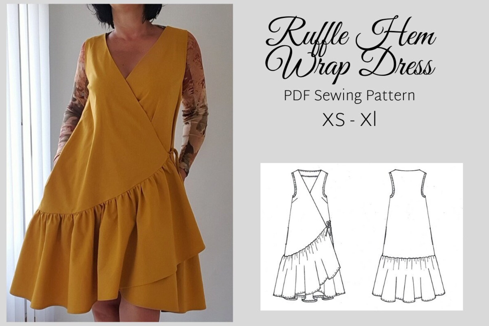 Loose Fitting Wrap Dress PDF Sewing Pattern / Cotton Dress / Etsy
