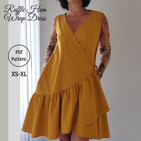 Loose fitting wrap dress PDF sewing pattern / cotton dress / video tutorial