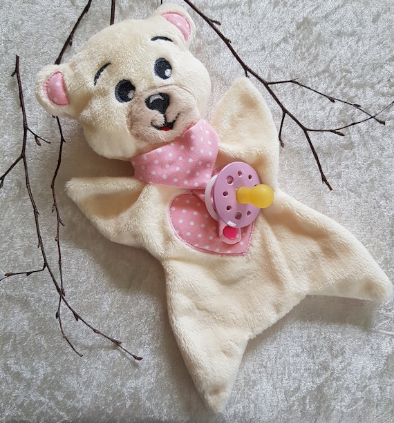 ITH Schnuffeltuch Bär, Stickdatei 18x30ziger Rahmen,ITH sticken,Stickdatei 18x30ziger Rahmen, Babygeschenk,Schnullerbär, Schnullerhalter