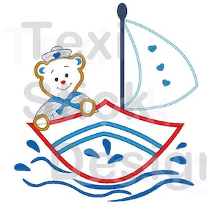 Embroidery File Sailor Bear Application Teddy ITH Embroidery File 16 x 26 cm Frame Birth Pillow Gift Name Pillow