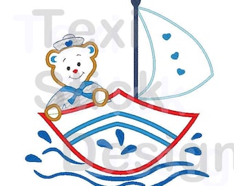 Embroidery File Sailor Bear Application Teddy ITH Embroidery File 16 x 26 cm Frame Birth Pillow Gift Name Pillow