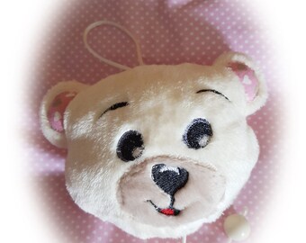 ITH Bear Head, Embroidery File for 13x18cm Hoop, Baby Gift, Music Box, Rattle, ITH