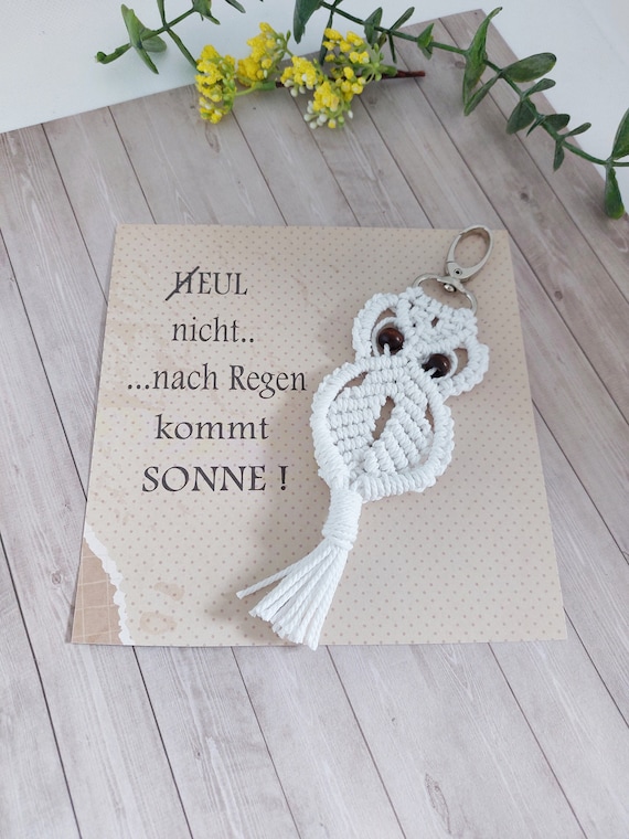 PDF Anleitung Makramee Schlüsselanhänger Eule