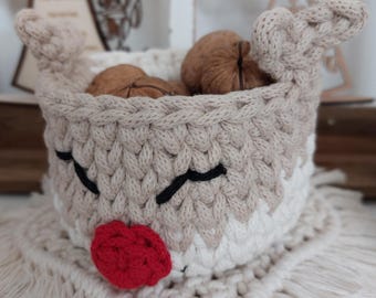 Crochet a basket/reindeer basket as Christmas decoration, instructions in German, PDF