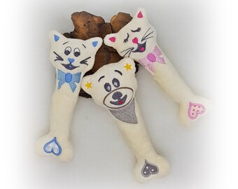 ITH embroidery file baby rattle in a set Bear and cats a toy for birth or baptism