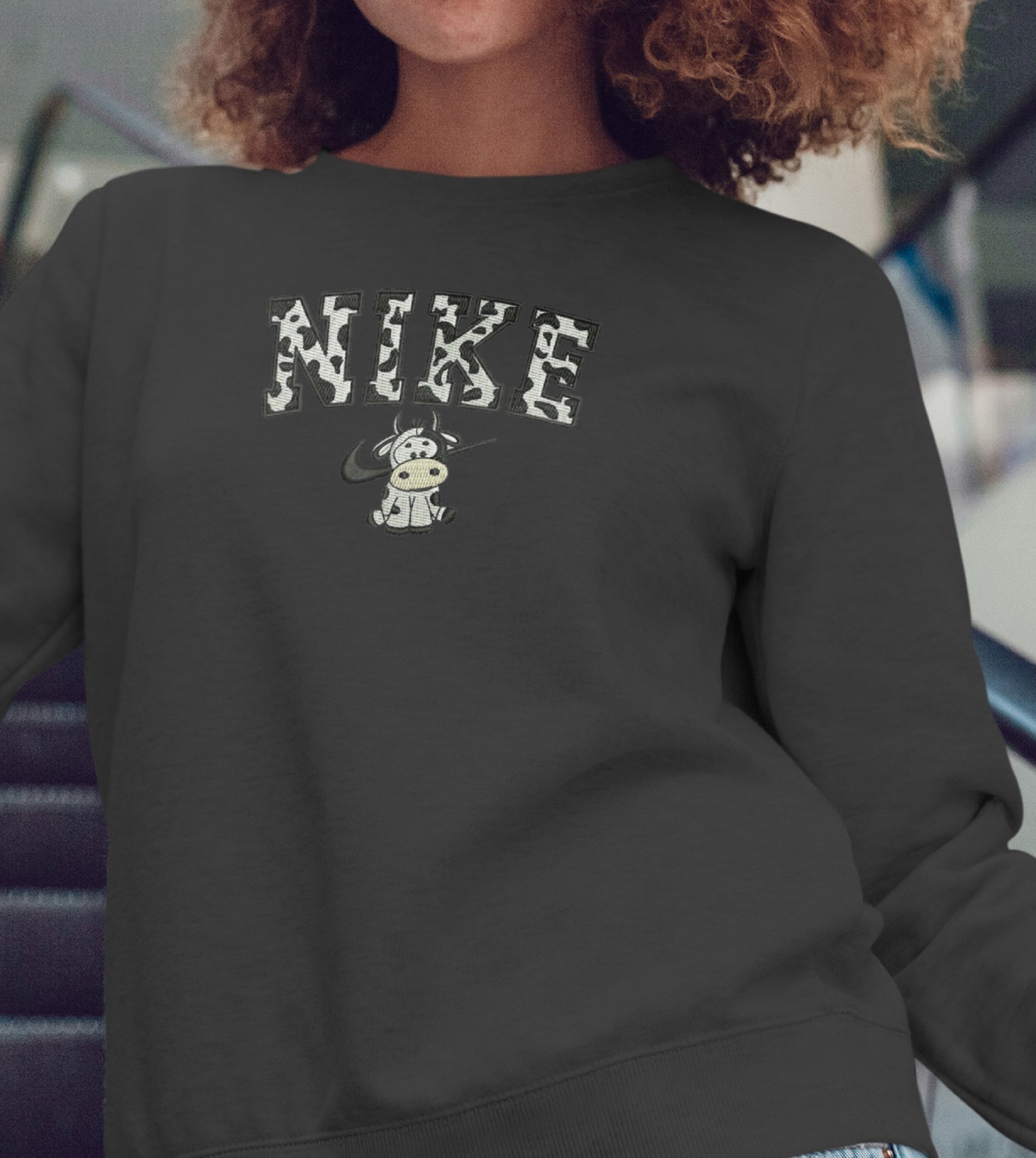 cow print crewneck