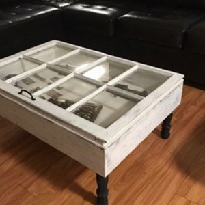 8 Pane Wood Window Coffee Table | Custom Orders | Military Collectibles Display Table | Seashell Display Table | Shadow Box Table