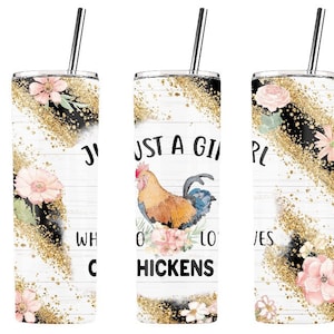 Just A Girl Who Loves Chickens Skinny Tumbler | Gift for Farm Girl | Stainless Steel Skinny 20oz 30oz | Christmas Gift Tumblers