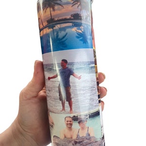 Photo Picture Collage Tumbler | Personalized Photo Tumbler | Custom Valentines Day Gift Tumbler Cups | Photo Love Story Book Skinny Tumbler