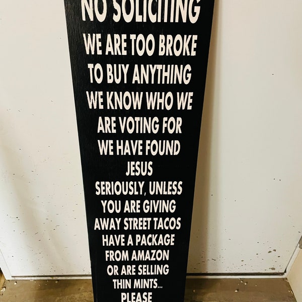 Funny No Soliciting Porch Sign | No Trespassing Signs | Unless You Are Giving Away Beer | Selling Street Tacos Sign | Mothers Day gift funny