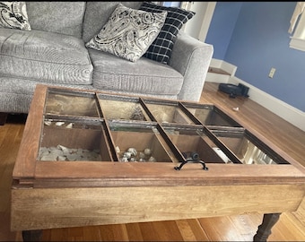 Shadow Box Coffee Table | Custom Glass Top Table | Military Collectibles Display Table | Seashell Display Table | Unique Fathers Day Gift