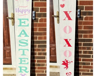 Customizable 2 Sided Front Porch Sign | Happy Valentines Day Porch Sign Porch Decor | Reversible Porch Leaner | 5 Foot Tall Sign | Valentine