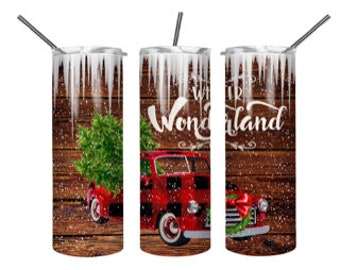 Red Truck Winter Wonderland Christmas Tumbler   | Buffalo Plaid Decor | Tumbler Gift for Best Friend | LOTS OF STYLES Christmas Drinkware