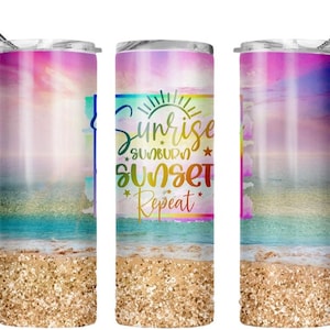 Sunrise Sunburn Sunset Repeat Skinny Tumbler | Summer Fun Tumbler Cups | Cruise Vacation Group Tumblers | Mothers Day Gift Daughter