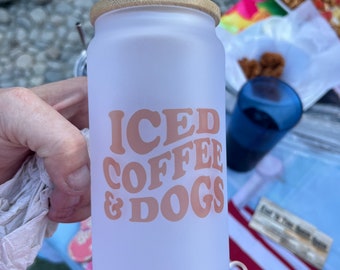 Iced Coffee and Dogs - Beer Can Glass for Coffee Lovers and Dog Owners