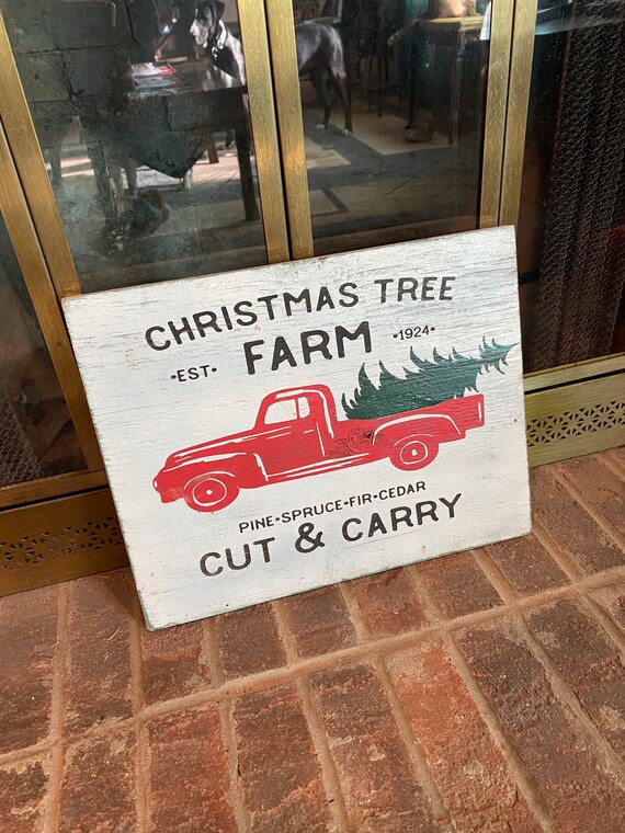 Christmas Tree Farm Cut and Carry Wood Sign Rustic Christmas Etsy