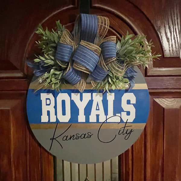 Kansas City royals door hanger | KC royals wreath large 21” | Baseball season door signs | Mothers Day gift for Mom | custom orders any team