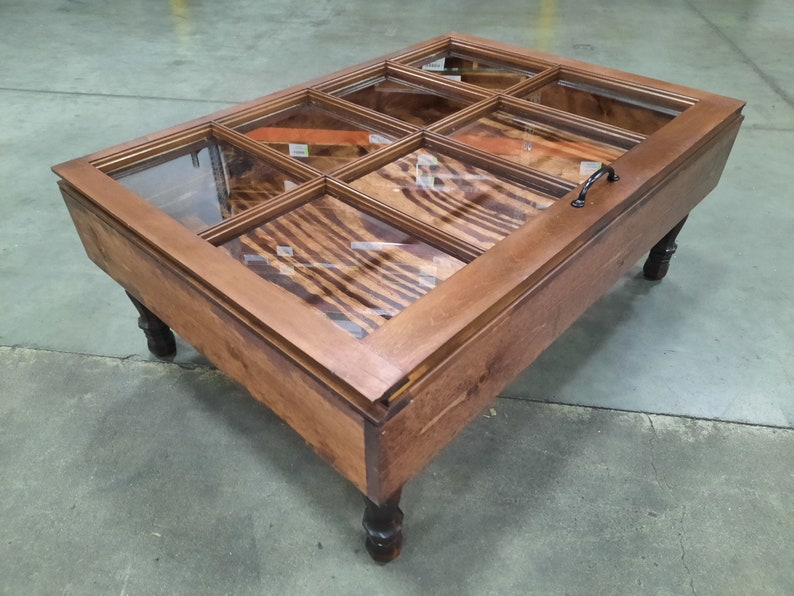 Shadow Box Coffee Table Single Pane Wood Window Stained Etsy
