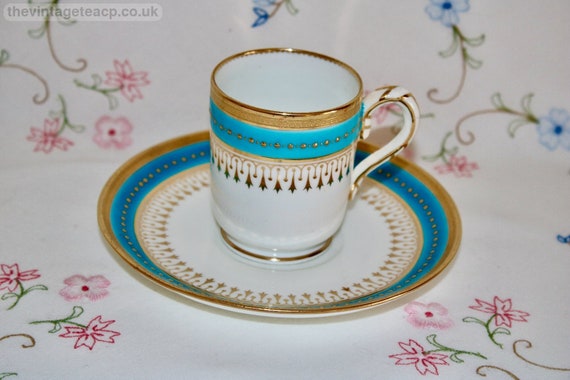Antique 1800s Minton Turquoise and Gold Cup and Saucer - Etsy