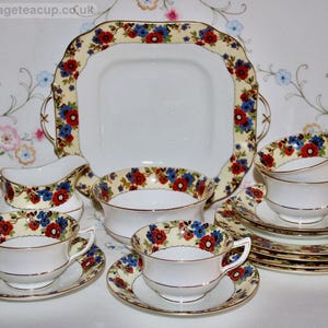 ZELDZAME Aynsley Art Deco Theeset Anemoon