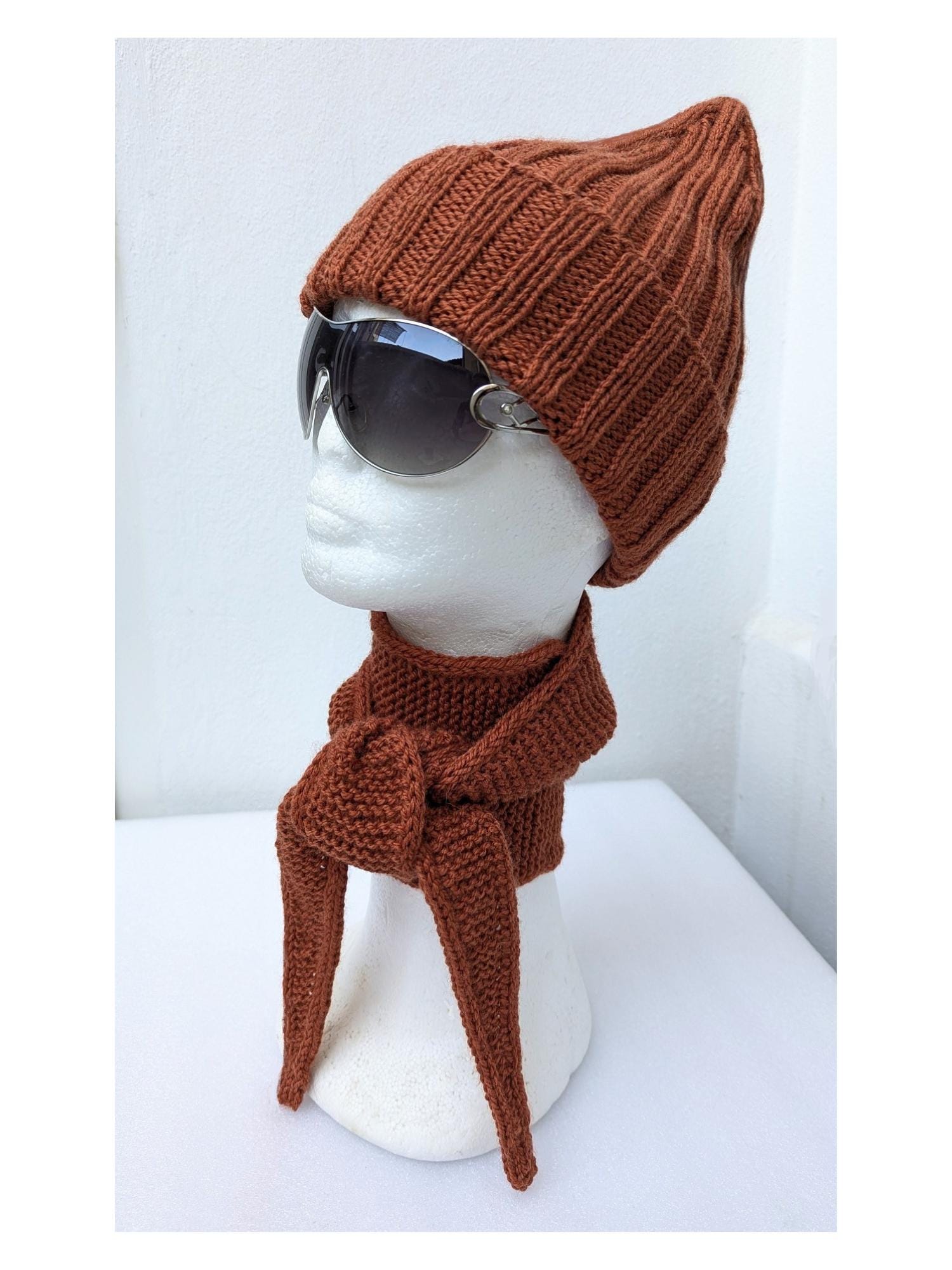 Sophie Scarf With Beanie Hat, Tan Brown Winter Set - Etsy display picture 3