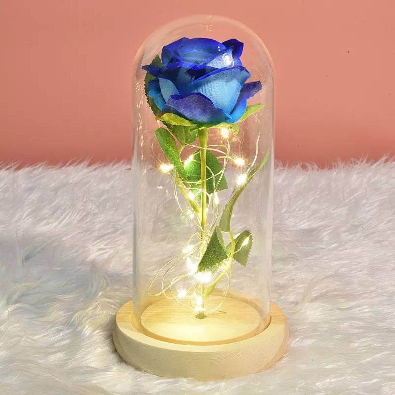 Eternal rose under glass dome and wooden base Etsy