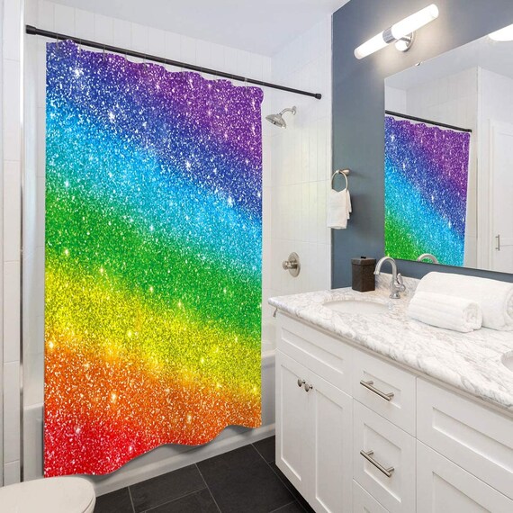 Shower Curtains & Rings Bathroom Over The Rainbow 1Pcs Shower Curtain
