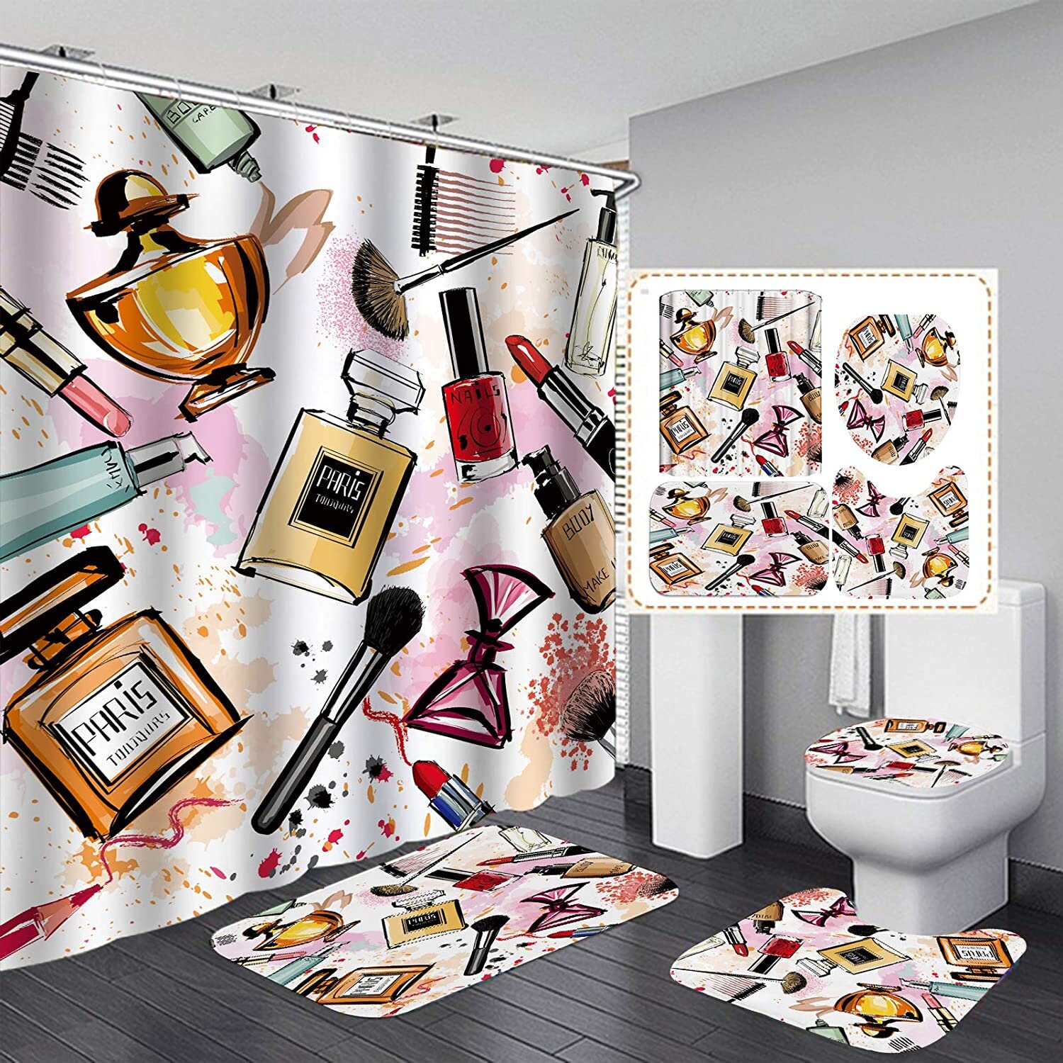 Girly Girl 4pcs Bathroom Set Shower Curtain Bath Mats & Etsy