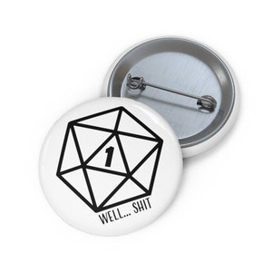 Critical Fail Pin | Natural 1 | Dungeons and Dragons | Tabletop RPG Humor | Nerd Swag