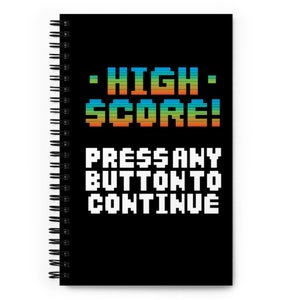 High Score Hall of Shame spiralblock | Dubbelsidig grafik, punktmatrisanteckningsblock | Gåvor för nördar | Moget språk | Retro arkadhumor