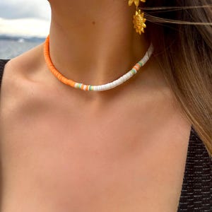 heishi bead necklace, choker necklace, surfer necklace, boho necklace, beaded jewelry, boho jewelry