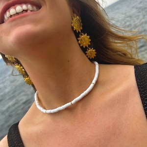 heishi bead necklace, choker necklace, surfer necklace, boho necklace, beaded jewelry, boho jewelry