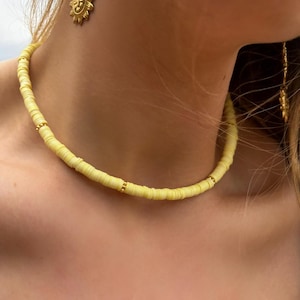 heishi bead necklace, choker necklace, surfer necklace, boho necklace, beaded jewelry, boho jewelry