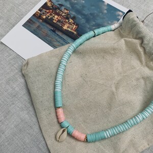 heishi bead necklace, choker necklace, surfer necklace, boho necklace, beaded jewelry, boho jewelry