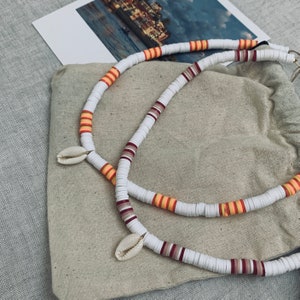 heishi bead necklace, choker necklace, surfer necklace, boho necklace, beaded jewelry, boho jewelry