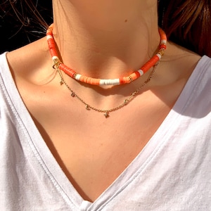 heishi bead necklace, choker necklace, surfer necklace, boho necklace, beaded jewelry, boho jewelry